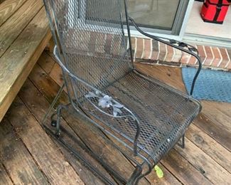 #35 Black Wrought Iron Glider Chair $75.00
