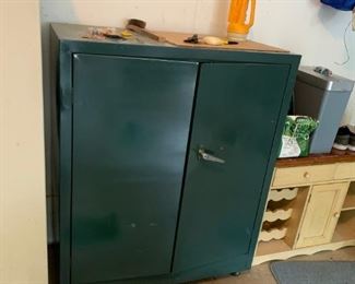 #39 Rolling Metal Cabinet w/2 shelves & 2 doors 36x18x44.5 $65.00