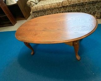 #48 Oak Oval Coffee Table w/ qa Legs 45x28x17 $60.00