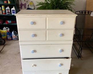 #82 white chest of drawer as is 5 drawers $55.00