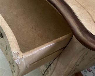 #83 white washed painted front 3 drawer chest of drawers 36x16x30 $176.00