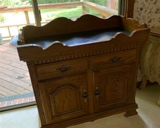 #86 kincad oak drip sink 1 drawer and 2 doors 38x19x36 $175.00