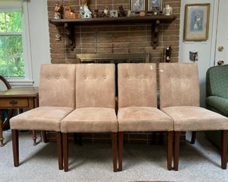#88 4 parson chairs tan with 3 button back $100.00