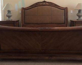 King Size Bedroom Suite: King Bed frame, 2 Nightstands, Dresser w Mirror and Armoire (Client has Armoire Top on Dresser Base...Great look!) Mirror also available 