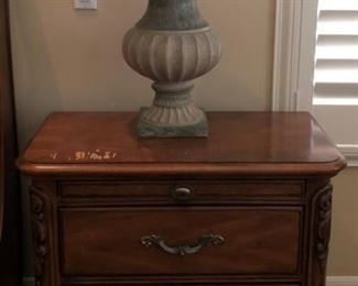 King Size Bedroom Suite: King Bed frame, 2 Nightstands, Dresser w Mirror and Armoire (Client has Armoire Top on Dresser Base...Great look!) Mirror also available    Pr of Table Lamps 