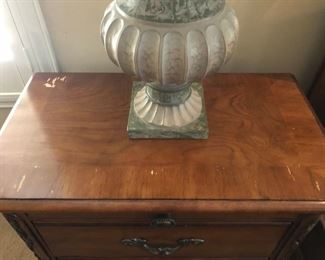 King Size Bedroom Suite: King Bed frame, 2 Nightstands, Dresser w Mirror and Armoire (Client has Armoire Top on Dresser Base...Great look!) Mirror also available    Pr of Table Lamps 