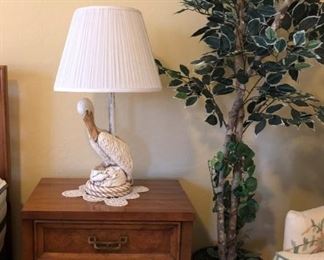 Henry Link "Mandarin" Collection Dresser w 2 Mirrors, Queen Bed and 2 Nightstands, Silk Trees x 2