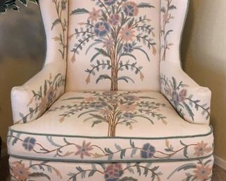 Vintage Drexel Heritage Queen Anne Chair Embroidered Upholstery
