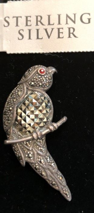 Sterling and Marcasite Bird Brooch 