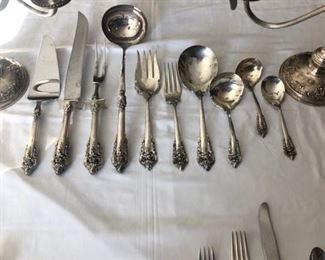 Grand Baroque Wallace Sterling Flatware and Serving total 122 pcs