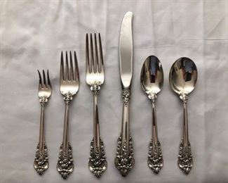 Grand Baroque Wallace Sterling Flatware and Serving total 122 pcs