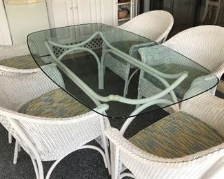 GLASS TOPPED TABLE & 6 CHAIRS
