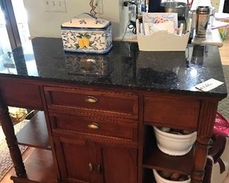 GRANITE TOPPED SERVER WITH SIDE DRAWERS