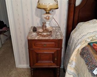 pair fo marble top night stands