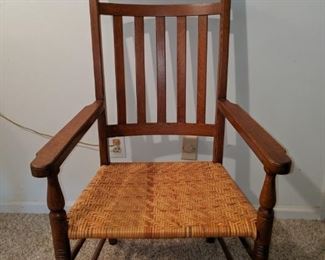 oak chair with rush bottom seat