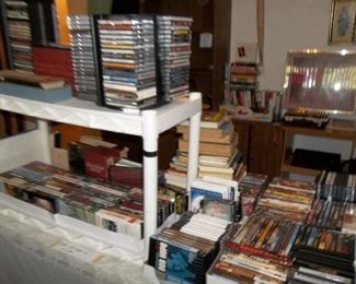music cds, vhs tapes, movie dvds