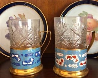 Russian Enamel Tea Glasses