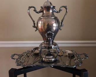 Silver Plated Samovar and Tray