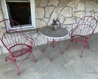 Beautiful Wrought Iron "Bouncy" Chairs & Bistro Table!