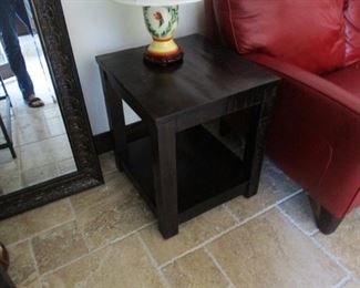 Contemporary Rustic Dark wood End Table & Coffee Table