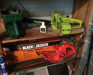 electric hedge trimmer and chain saw