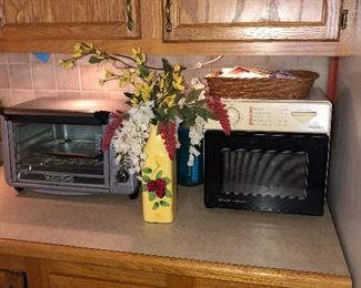 Microwave and toaster oven. 