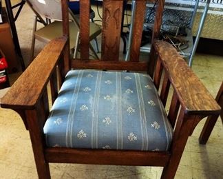 Antique Oak Chair with Swastika Symbol