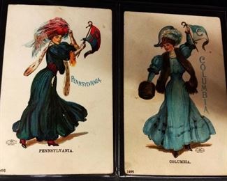 Antique F. Earl Christy Post Card Artwork featuring Colleges and Universities