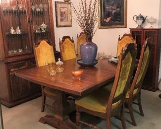 Dining Room.  Large Oak Table with two additional leaves not shown. 