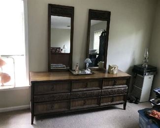 A dresser with twin mirrors! Looking for a good dresser with a lot of storage room? Here it is!