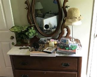 Antique marble top dresser with mirror