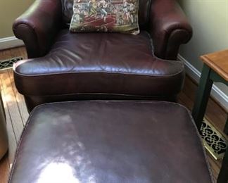 Sam Moore Leather Chair & Ottoman