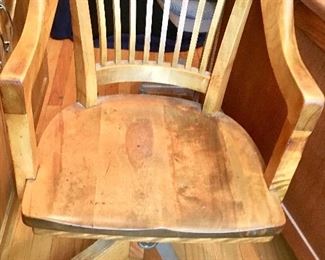 Antique wood rock ‘n Swivel Office Arm chair