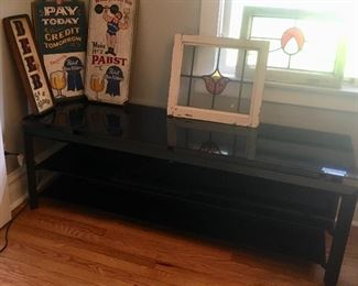 3 tier TV Stand
Antique stained glass windows
Vintage beer signs