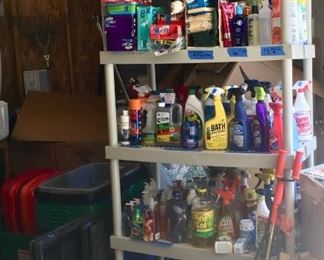 Assorted home cleaning products