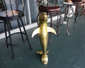 Brass dolphin figurine