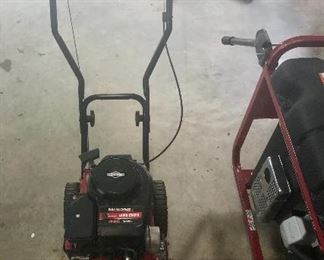 Tools, saws, pressure washer, shopvac, tile saw, dump cart, generator, ladders, edger, husky tool boxes and cabinets.