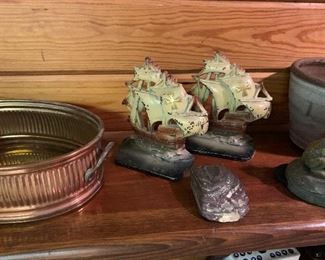 Cast Iron Ship Book Ends