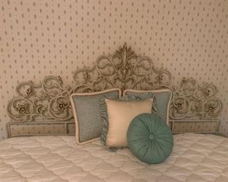 Queen Size Bed with Wrought Iron Head Board