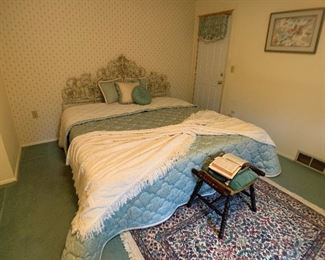 Queen Size Bed with Wrought Iron Head Board