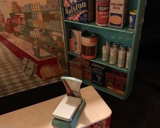 1930's Tin Toy Grocery Store with Accessories