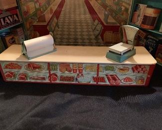 1930's Tin Toy Grocery Store with Accessories