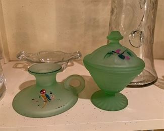 Hand Painted Fenton Glass with Uranium