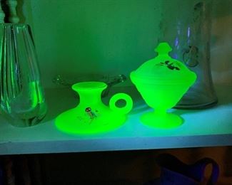 Hand Painted Fenton Glass with Uranium