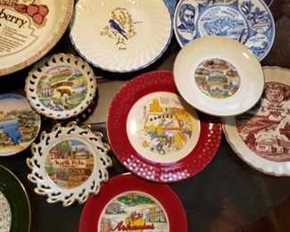 many souvenir plates