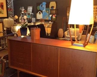 STUNNING Teak credenza & OMG, what a lamp!