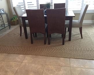 9x12 Sisal rug; Pier 1 table & 4 chairs