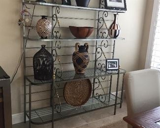 Gorgeous metal bakers rack with glass shelves