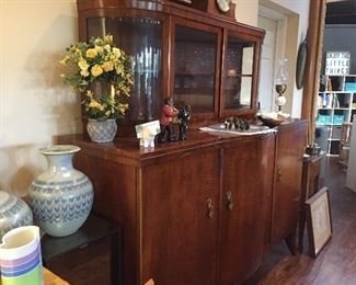 1920's Credenza with curved beveled glass & interchangeable tops