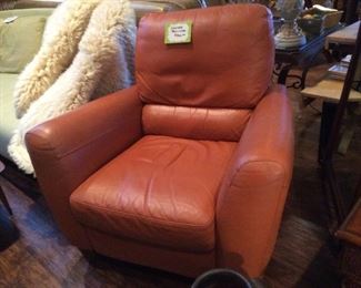 Terracotta leather recliner